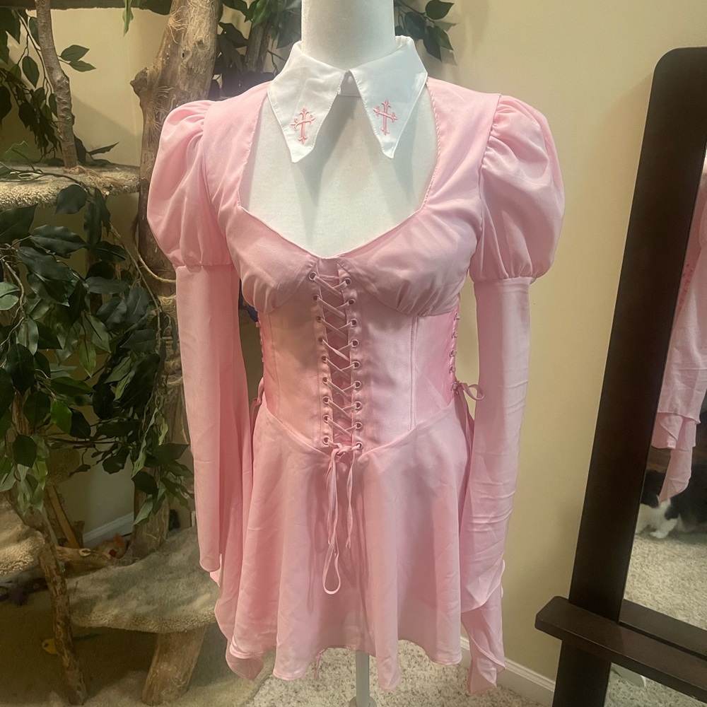 New Sugar Thrillz pink goth dress. Never worn. No tag. Size S